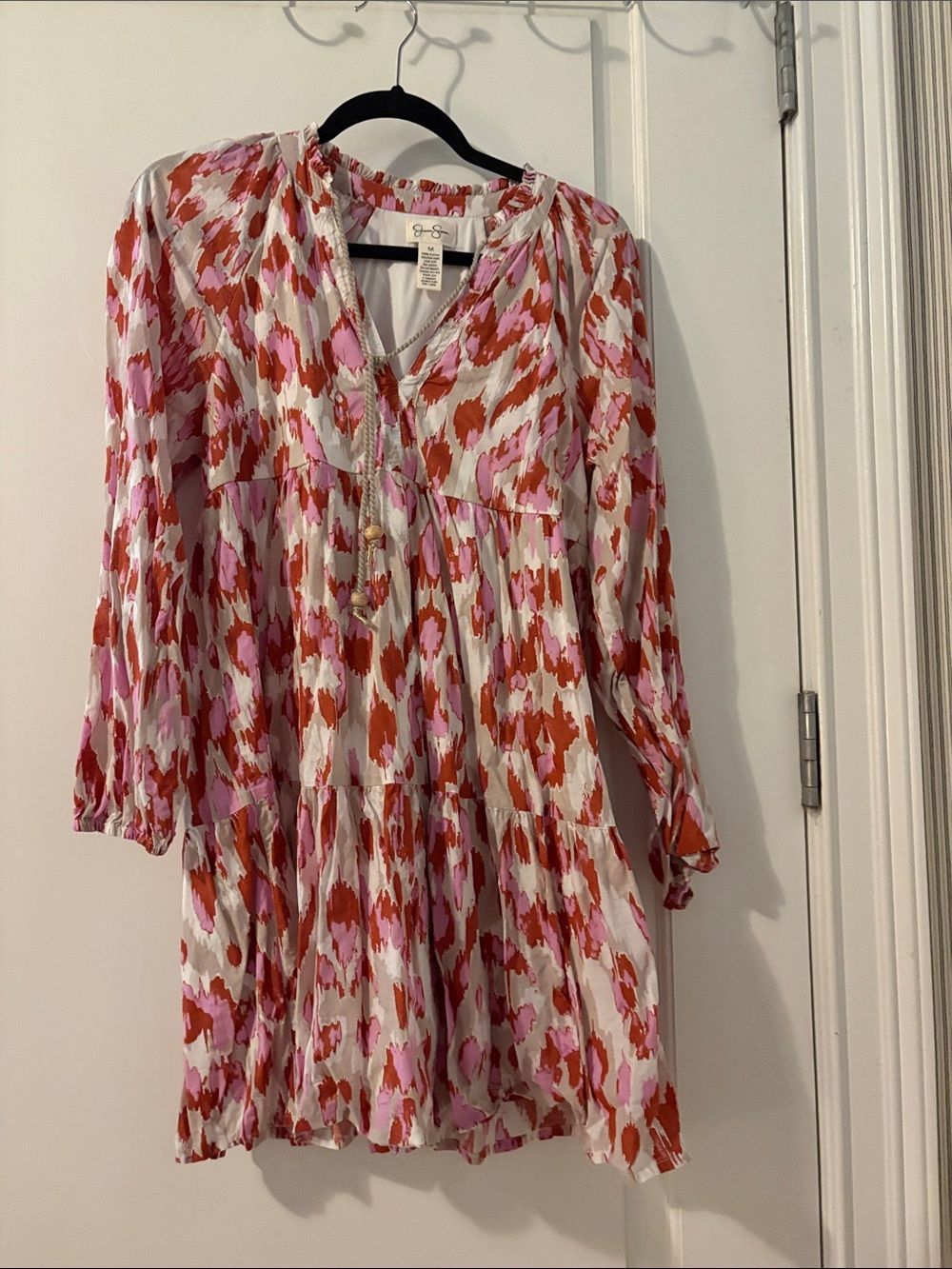 Jessica Simpson Pink & Orange Abstract Printed Tiered Tunic